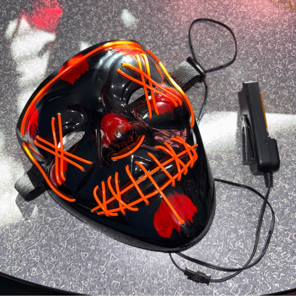 Halloween Clubbing Light Up LED Mask Costume Rave Cosplay Party Orange 3 Modes